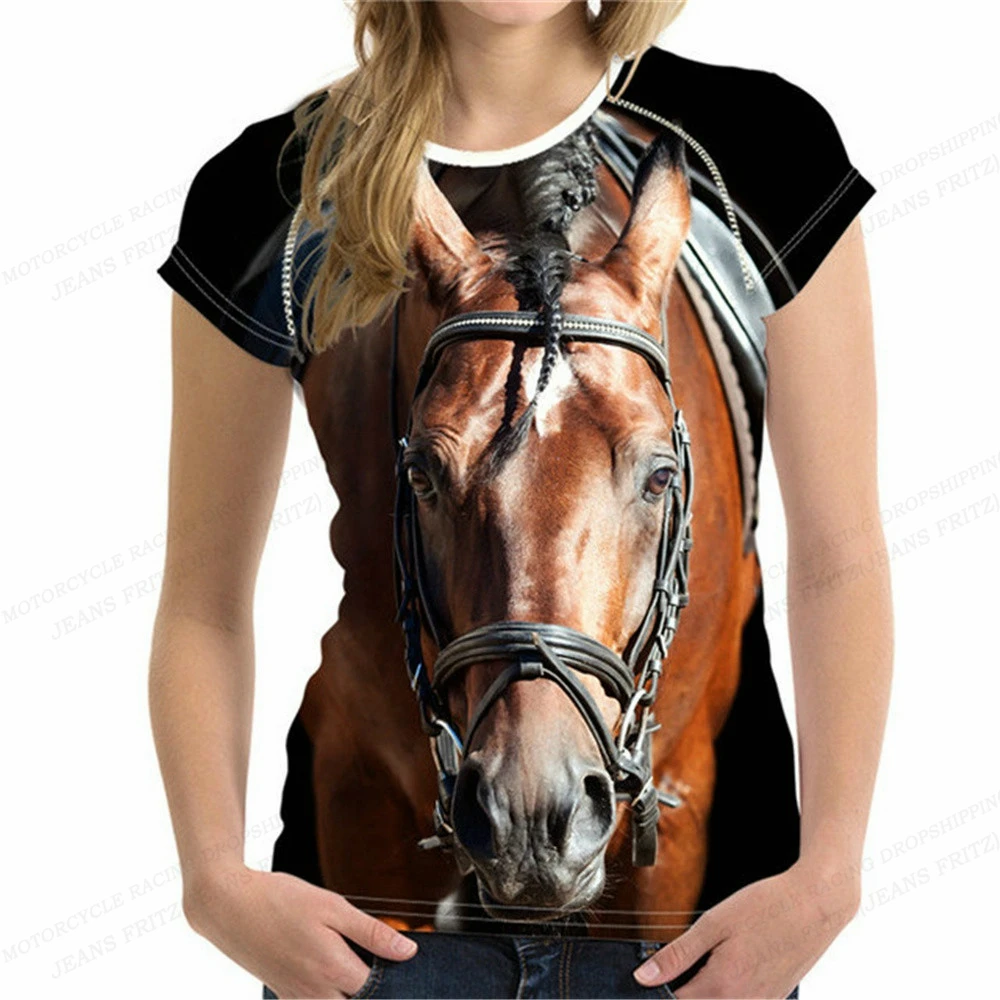 WomensTShirtHorse3dPrintTshirtWomenFashionTshirtsOversize
