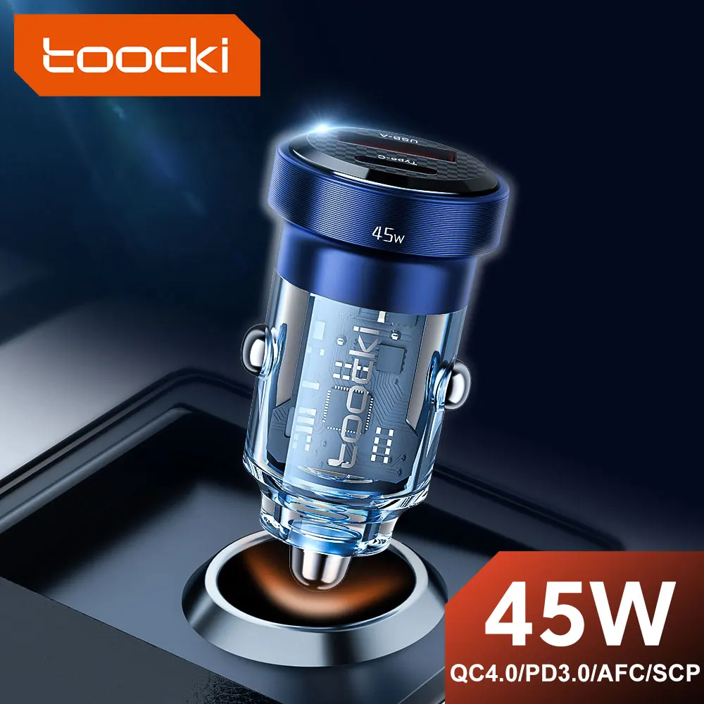 Toocki Type C Car Charger 45W Quick Charge4 0 QC3 0 SCP 5A PD Fast 