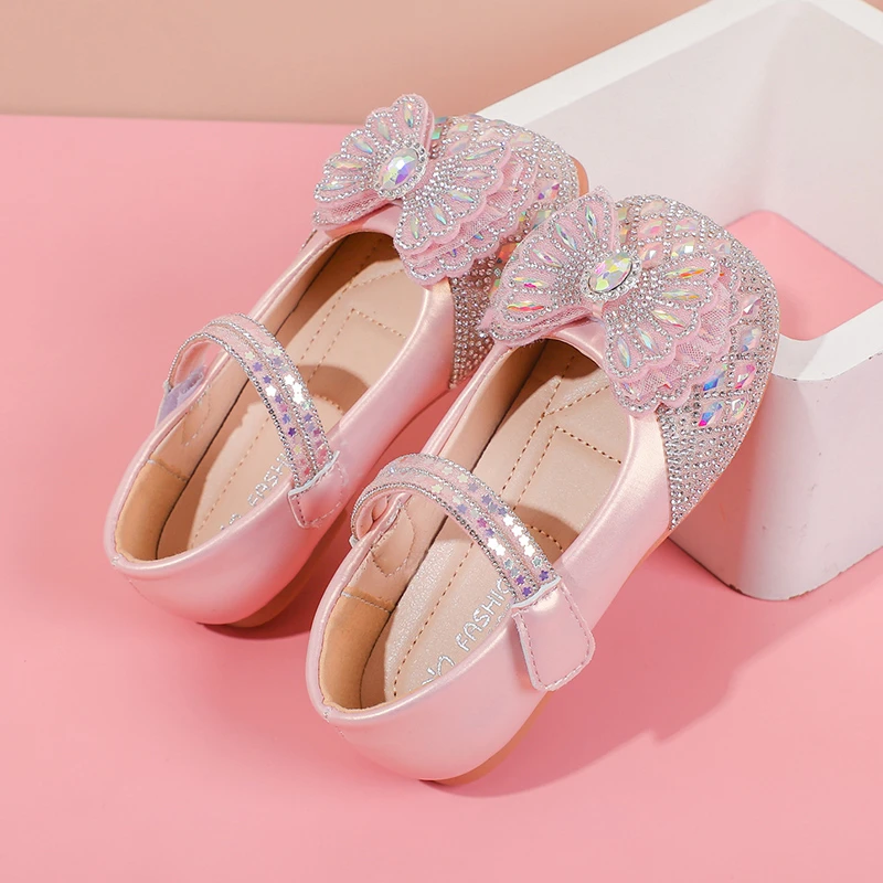 Girls Princess Mary Jane Flats Rhinestone Shoes