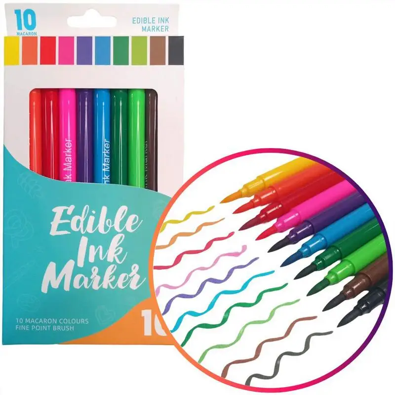 Edible Markers 10 Colors Rainbow Dust Edible Markers Double Head Food  Coloring Pen Edible Gourmet Writer