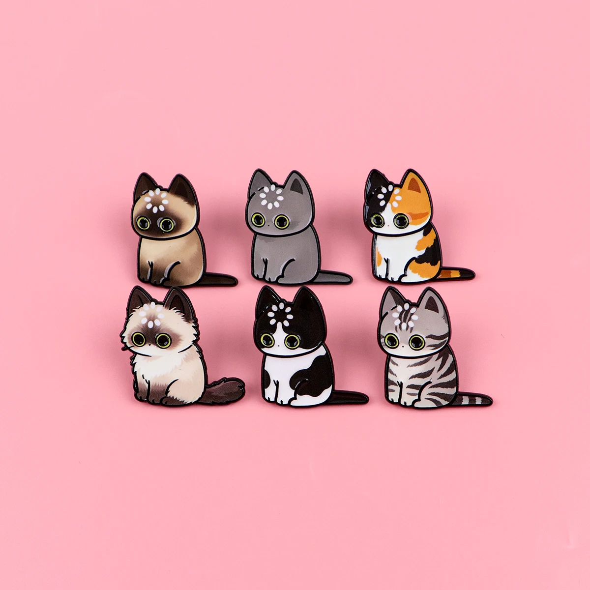 Charming Cats Enamel Pin - Cute Cartoon Animal Brooch for Backpacks & Clothing Accessories