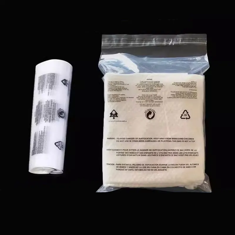 Bainfe PE Self-adhesive Bags 100Pcs Anti Suffocation English Warning Transparent Plastic Bags Sealed Clear Reusable Clothing Bag 6