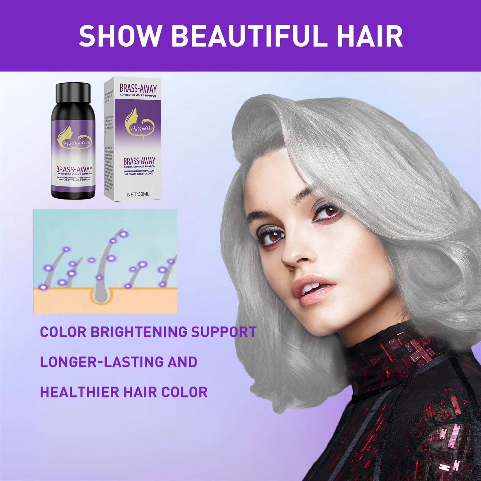 Purple Shampoo For Gray Hair Purple Shampoo Hair Color Toner Eliminating  Brassy Yellow Tones Of Blonde Grey Ash Silver Hair| | - AliExpress