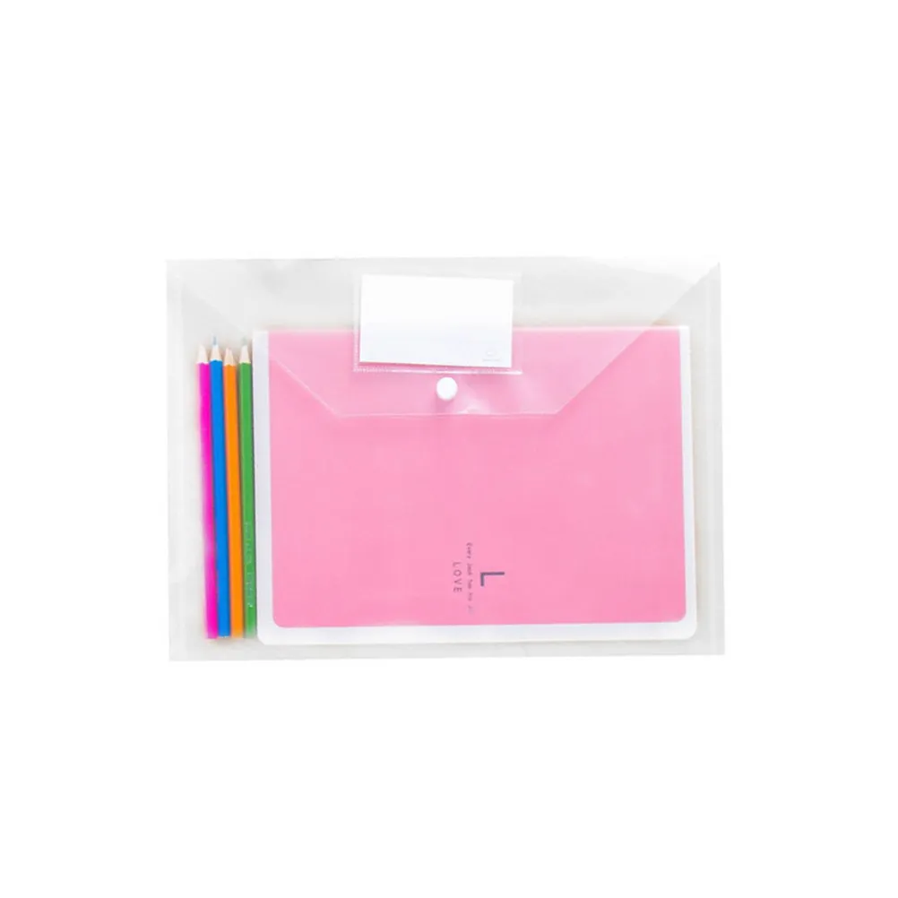 10Pcs A4 프레스 버튼 문서 폴더 플라스틱 봉투 주최자 찢어짐 방지 방수 파일 주최자 사무실 파일 폴더