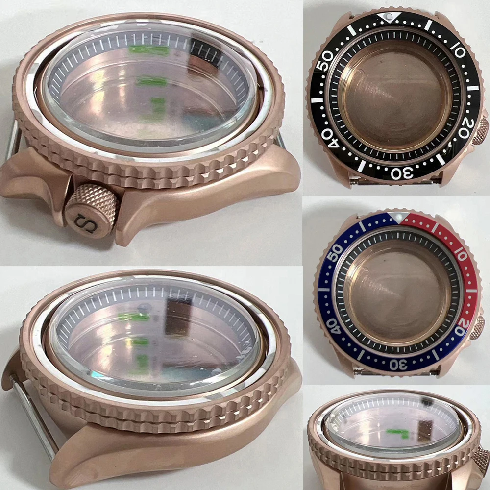 

New 316L Stainless Steel Rose Gold Mineral Glass Watch Case 41.5mm, for NH35 NH36 Movement NH35 Case, Screw in Crown 3.8 o'clock