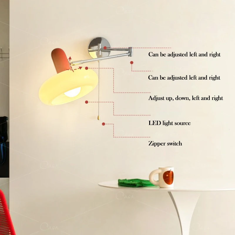 Bauhaus Folding Rocker Arm Wall Lamps Color Memphis Children's Room Lamp Nursery Boys Girls Bedroom Bedside Reading Wall Lights 5