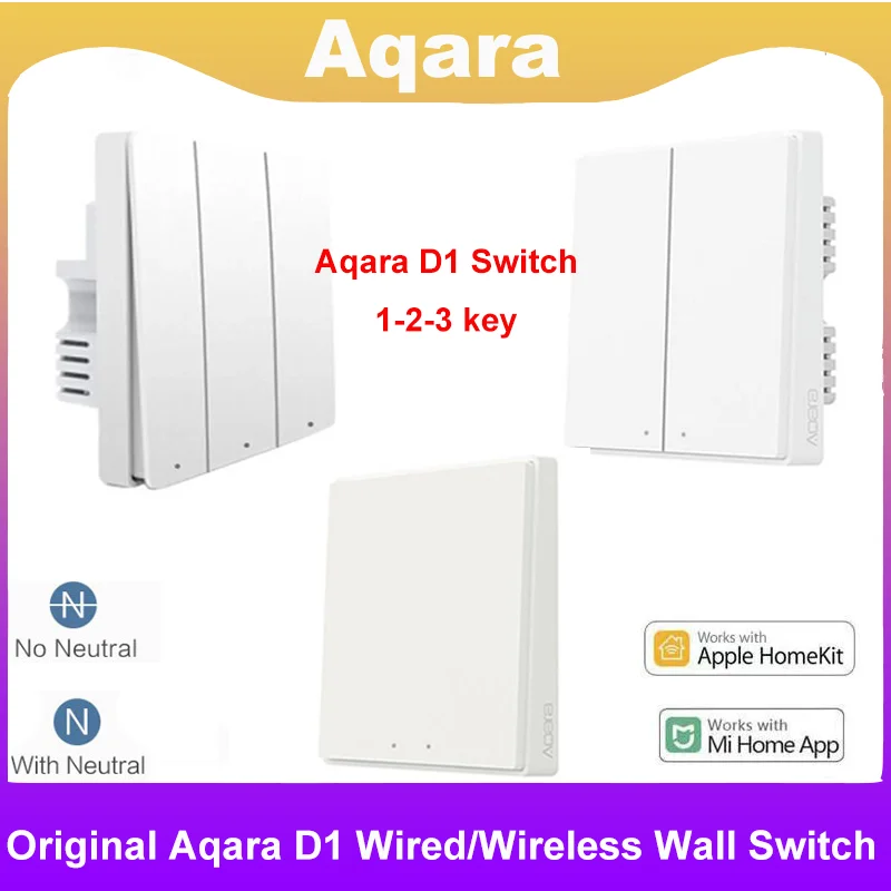 OriginalAqaraSmartWallSwitchD1WiredWirelessSwitch123Button