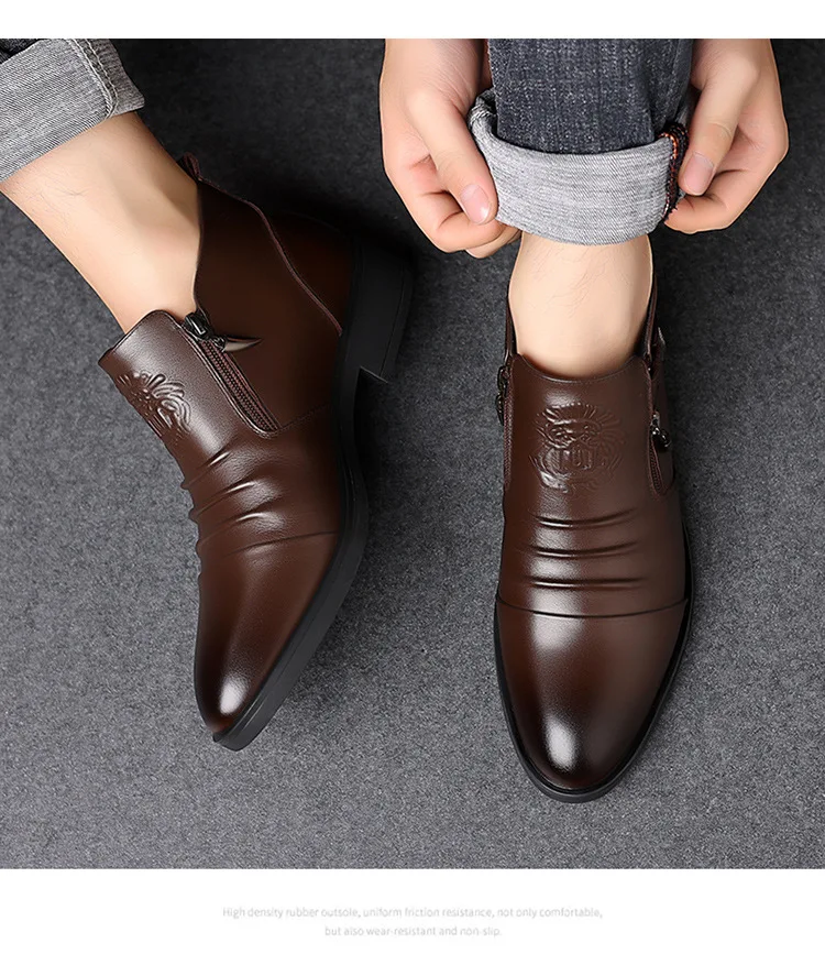 chinese dress ladies TucciPolo Black Fur Dress Boots — Handmade Italian Leather Luxury Winter Boots for Men 14.5 / Medium (D)