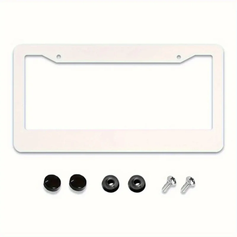 Stainless Steel Black License Plate Frame with White Text – Durable Metal Plate Holder for Car Exterior Accessories 4