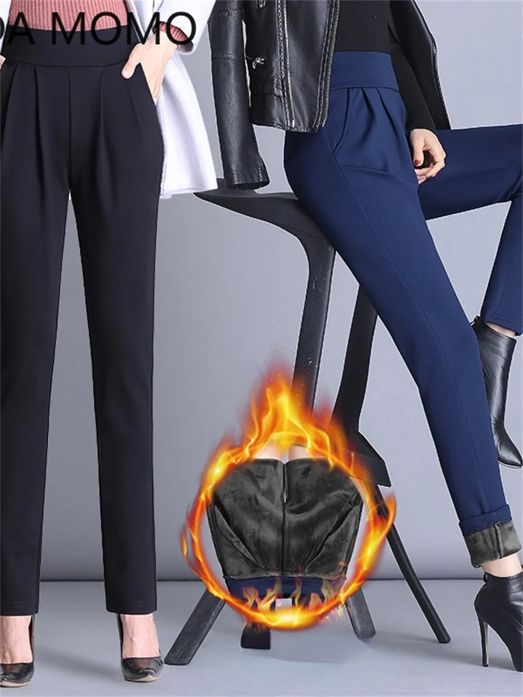 

women Pants Women's Harem Pencil Pants 2021 Autumn Winter thick warm High Waisted Casual Suit Pants Office Lady Woman Trousers