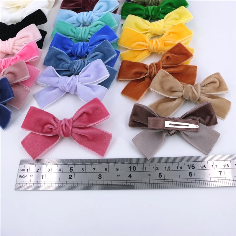 2PCS White Velvet Bows Girls Hair Clip Ribbon Accessories for Baby Toddlers  Teens Kids 