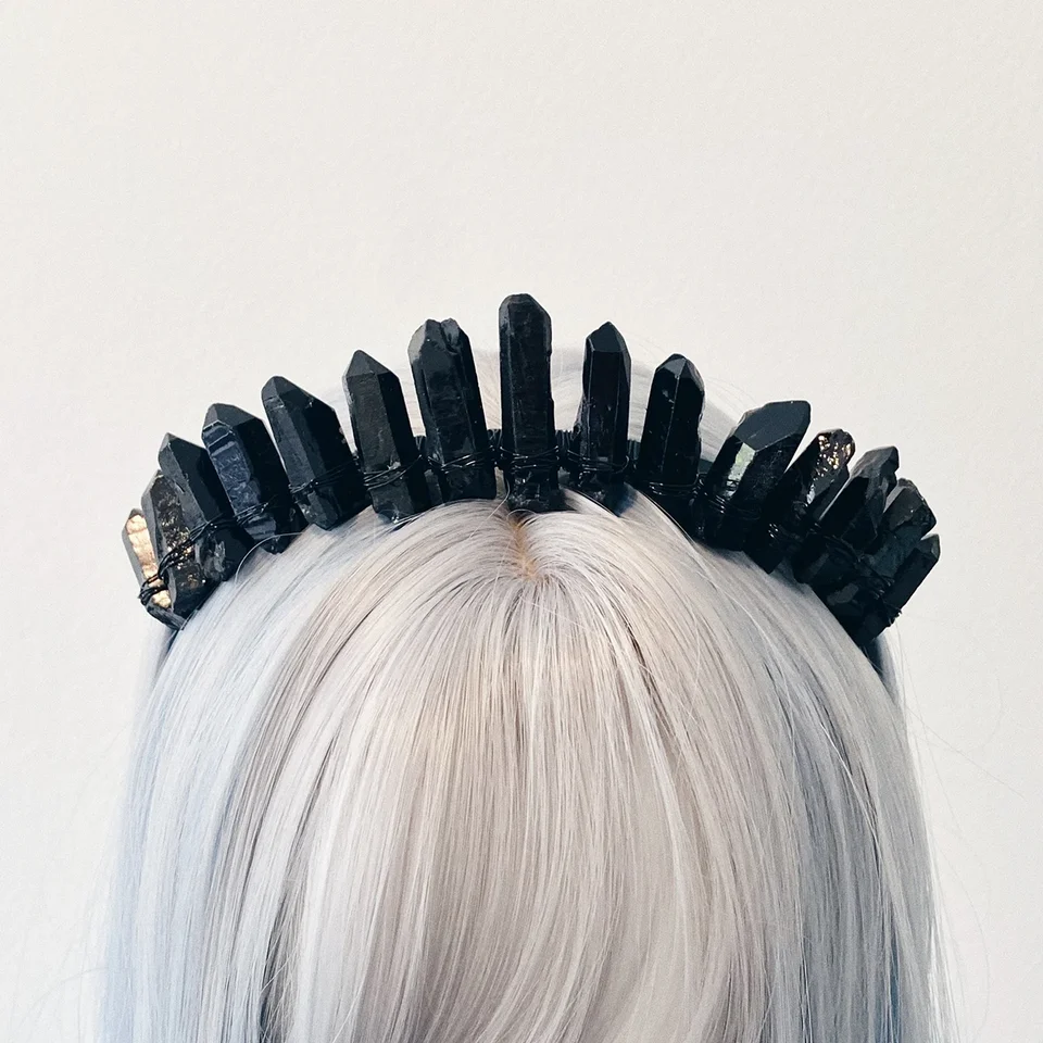 Set De Accesorios De Elfo Oscuro – Corona Con Hojas, Orejas De Silicona Y Collar De Cristal Negro, Disfraz Para Halloween, Cosplay Y Fiestas Temáticas