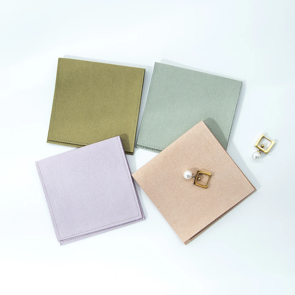100pcs Velvet Jewelry Gift Bag Microfiber Envelope Necklace Ring Earrings Soap Packaging Travel Organizer Pouch Wedding Favors