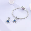 Blue 925 Sterling Silver Galaxy Star & Moon Murano Charm Fit Original Bracelet Lucky Cyan Clover Charm DIY Necklace Jewelry 4