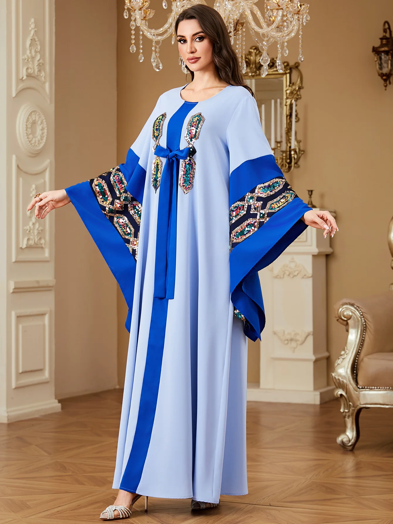 عيد مبارك المرأة المسلمة التطريز الترتر القوس فستا...