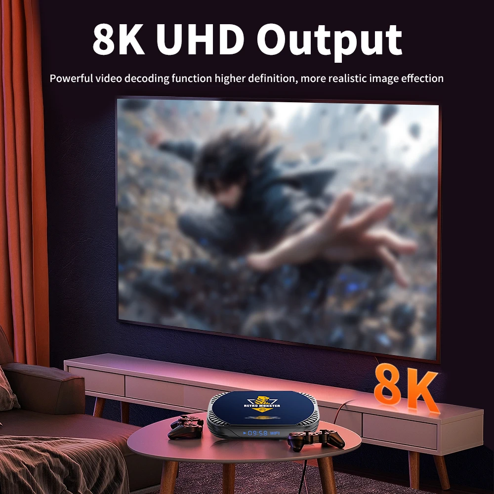 Retro Video Game Console & Android TV Box In One 4K Game Box 48000 Games 70 Emulators for PSP/PS1/N64/SNES/DC With Controllers