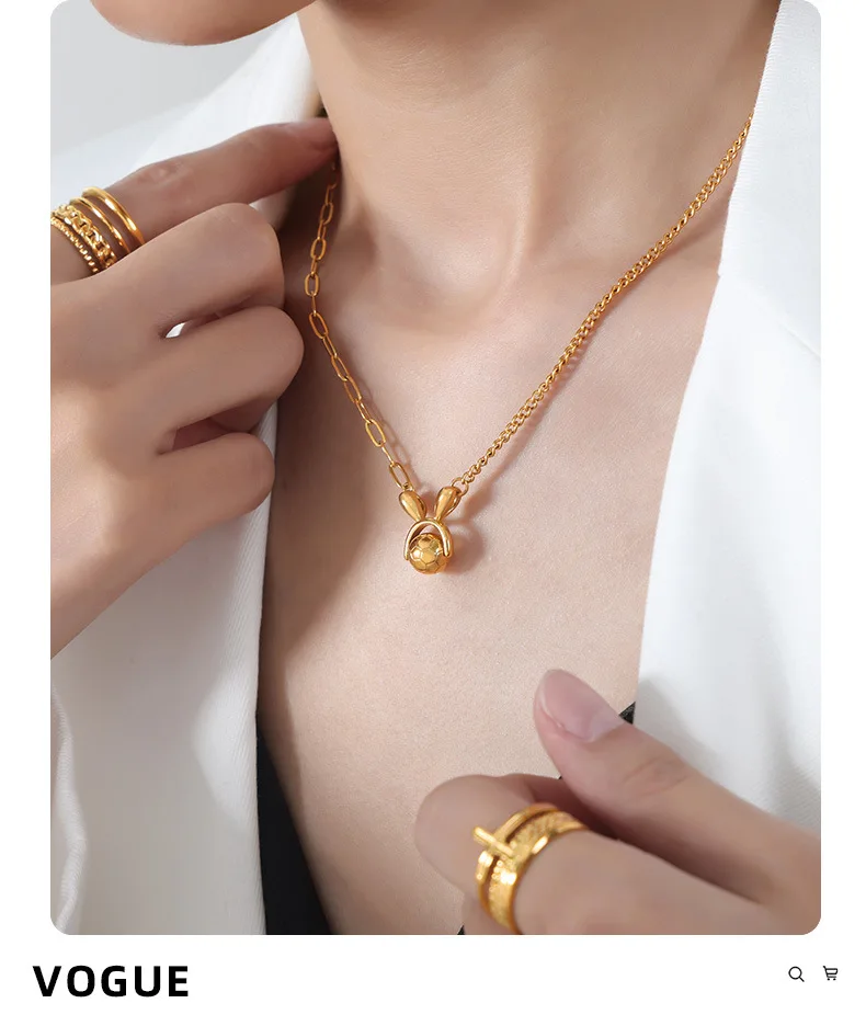 Marken-Mode Kugelanhänger Halskette Damen Edelstahl Schmuck Vergoldete Halskette Mädchen Accessoires Großhandel – Detail 14