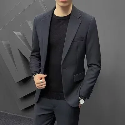Men Suits Jackets Men's New Fall Winter Hong Kong Style Business Slim Fit Suit Jacket Professional Marriage Formal Western-style Clothes