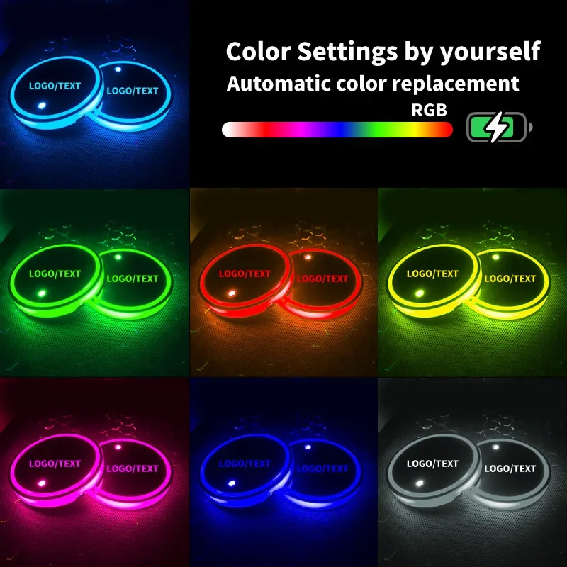 1x Car Glow Water Coaster Cup Smart Control USB Charging Water Cup Slot Holder For Tesla BMW Audi Hyundai Toyoa Honda Accessorie