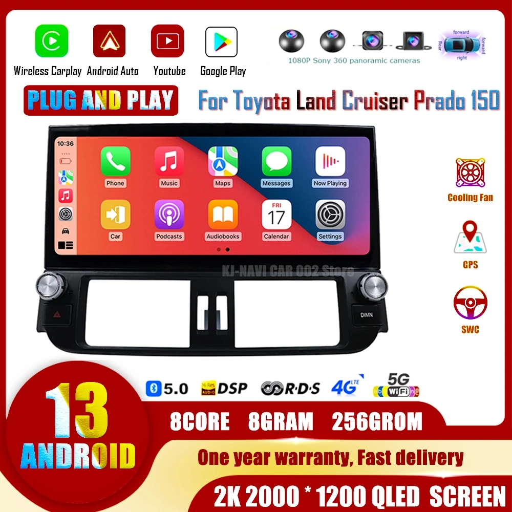 

For TOYOTA Land Cruiser Prado 150 2010-2017 Radio Android 13 Carplay Car Multimedia Player Auto Navigation Stereo GPS WIFI DSP