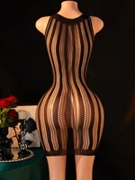 FHSEER Women's Sexy Lingerie Sheer Mesh Hollow Out Dress Stretchy Slim Fit Mini Dress Sleeveless Babydoll for Night Club Party - Image 3