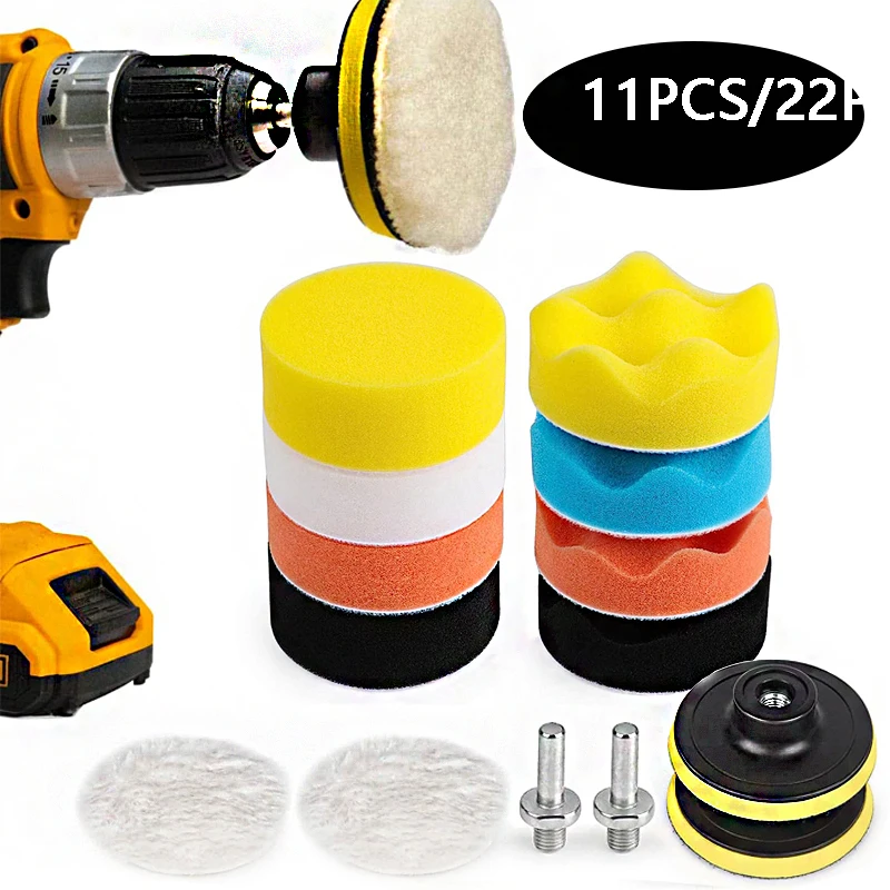 Car Polishing Pads Sponge Foam Kit Wool Polishing Pad Car Polisher Pads Kit Drill for Auto Polishing Sanding Waxing Sealing Glaze car polishing pad car polish pad wool polishing pad
