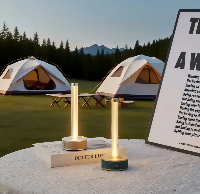 Minimalist Leather Candle Stand Lamp Rechargeable Stepless Dimming Outdoor Camping Light Night Light Indoor Night Light