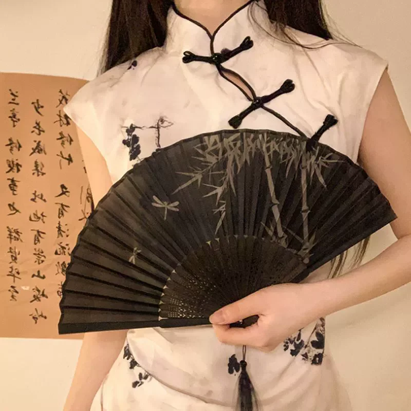 Folding Fan Silk Bamboo Hand Held Chinese Style Dance Fans Wedding Party Favors - Foto 11