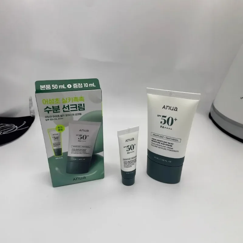 Anua Houttuynia Cordata Sunscreen 50ml + 10ml Set Box Repair Isolation Clear Silky