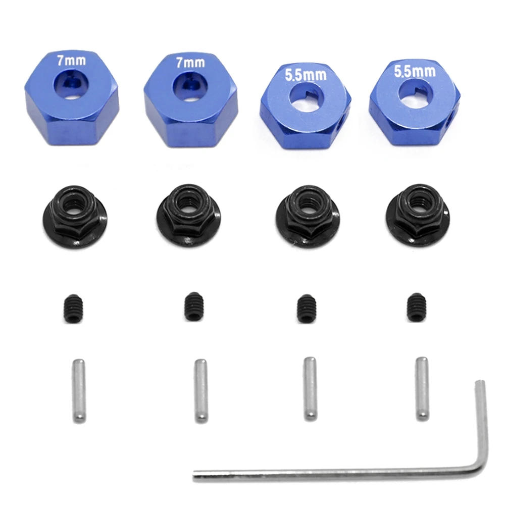 Aluminum 12mm Hex Wheel Hubs Pins And Flanged M4 Lock
