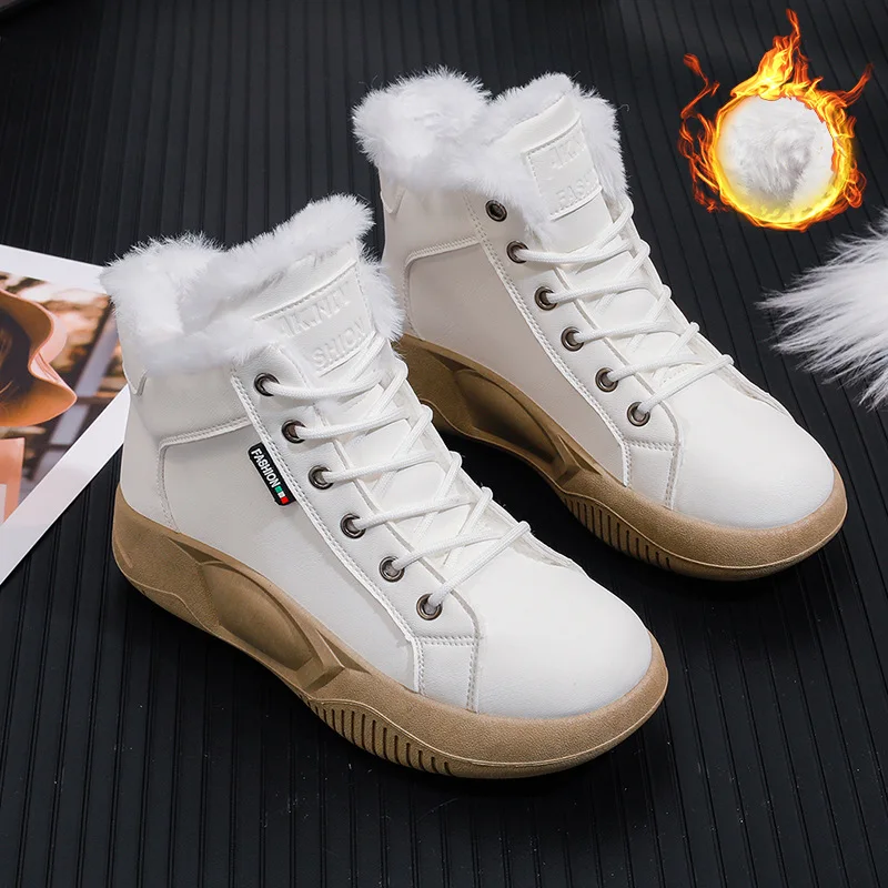 2023 New Women Platform Sneakers Autumn High Top Vulcanized Shoes Ladies Thick Bottom Boots PU Leather Winter Booties Woman