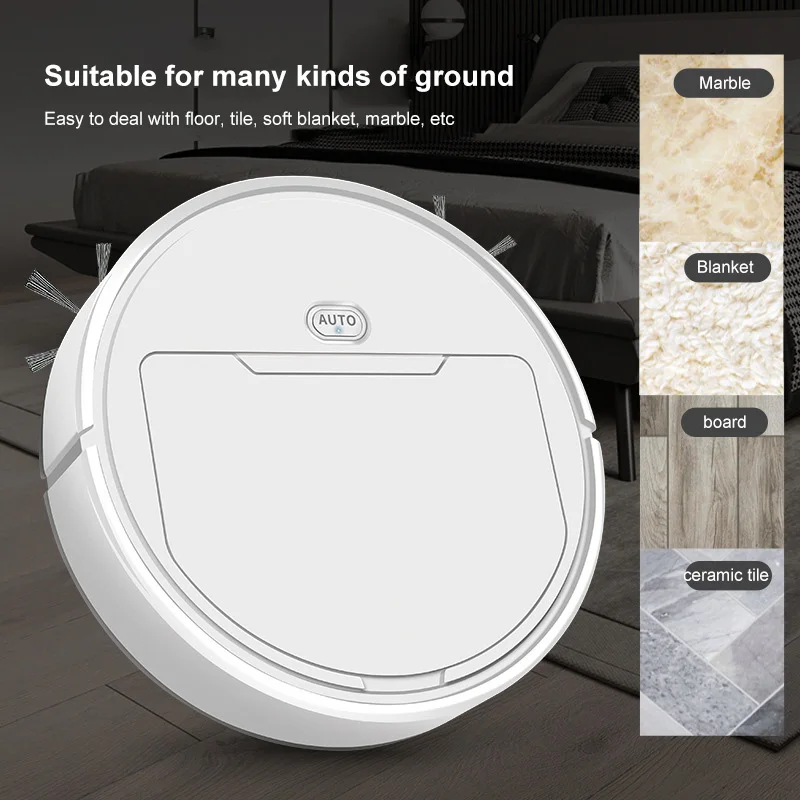 Portable Vacuum Cleaner Robot Vacuum Cleaner 6000PA Smart Robot Vacuum Cleaner USB Charging 3-In-1Smart Sweeping Robot Spray Sweeper Floor Cleaner Dry Wet Cleaning 1200mAH