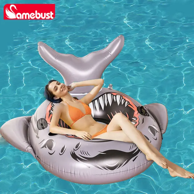 Camebust Inflatable PVC Floating Row SHARK Swimming Pool Mattress