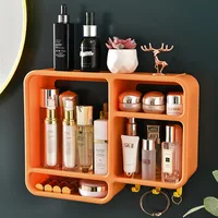 Wall-mounted Cosmetic Storage Box Free Punching Dust-proof Bathroom Wall Rack Makeup Organizer Lipstick Skincare Containers 2