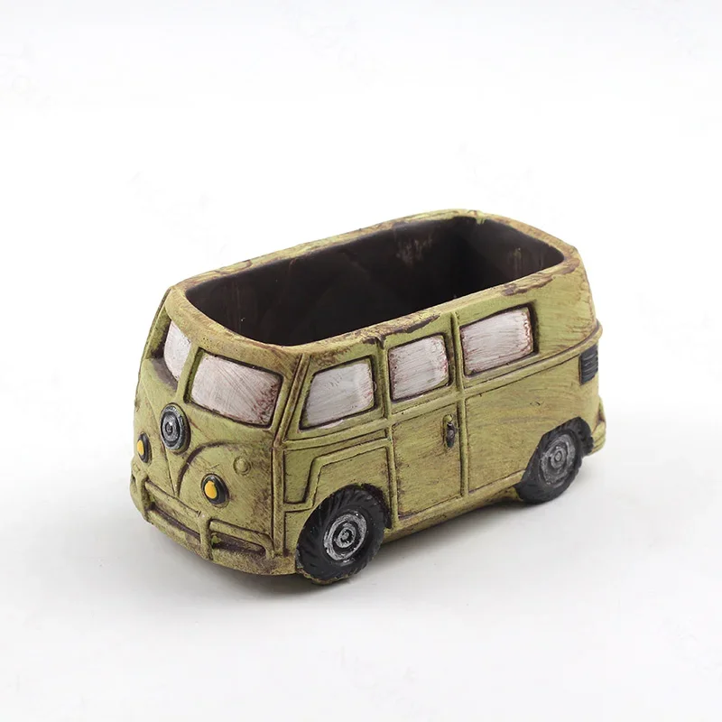 3D Kombi Camper Van Concrete Cement Flower Pot Silicone Mold Succulent Vase Mold Planter Mould DIY Crafts 4