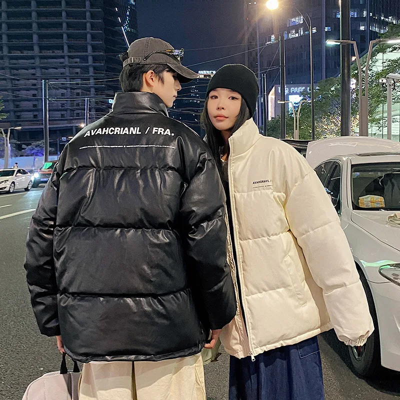 

New Korean Couple Short Down Jacket Women Loose Thick Hooded Mass Bread Suit Fashion Brand Coat