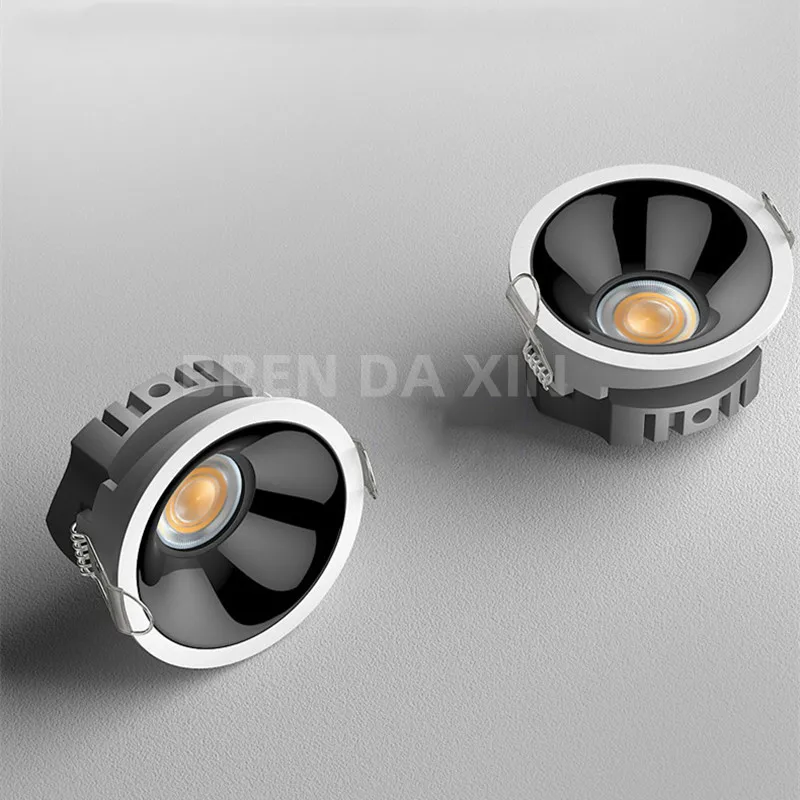 Dimmable COB Downlight spotlight AC85-265V anti-glare lantern concave Led All aluminum ultra thin downlight interior lighting