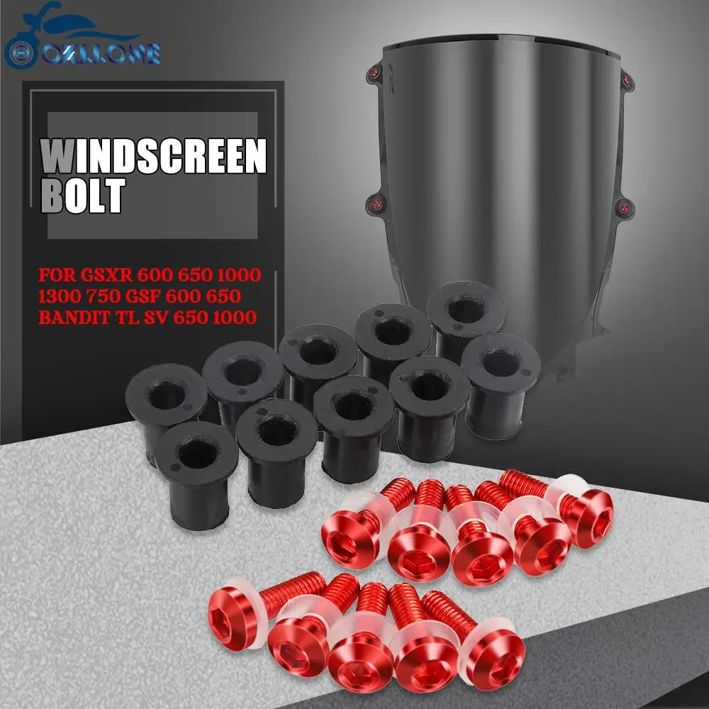 

10 PCS 5MM Windshield Bolt Windscreen Mounting Screw Kit For SUZUKI GSXR 600 650 1000 1300 750 GSF 600 650 Bandit TL SV 650 1000