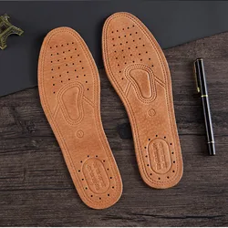 Premium Soft & Breathable Real Cowhide Leather Shoe Inserts - Anti-Slip, Deodorizing, Shock Absorbing Insoles - 36 (Brown)