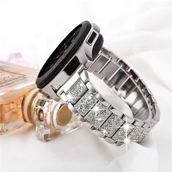 Elegant Sparkling Rhinestone Watch Band - 20/22mm Adjustable Bracelet Strap - 22mm Band (Silver)
