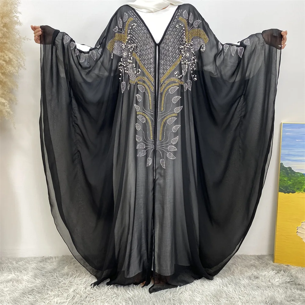 

ИД бриллиантовое кимоно, кардиган, шифоновое макси-платье, женская мусульманская открытая Абая, искусственная кожа, кафтан, Марокко, кафтан, джалабия Рамадан