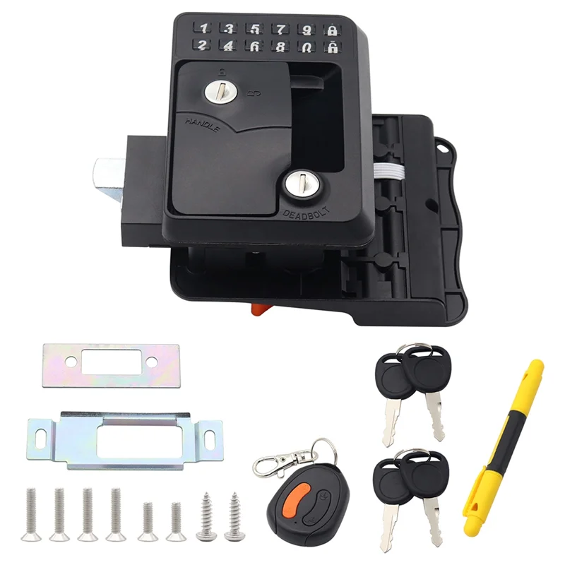 

RV Travel Trailer Entry Door Lock Camper Door Latch Handle with Wireless Keys RV Door Lock Replacement for RV/Camper