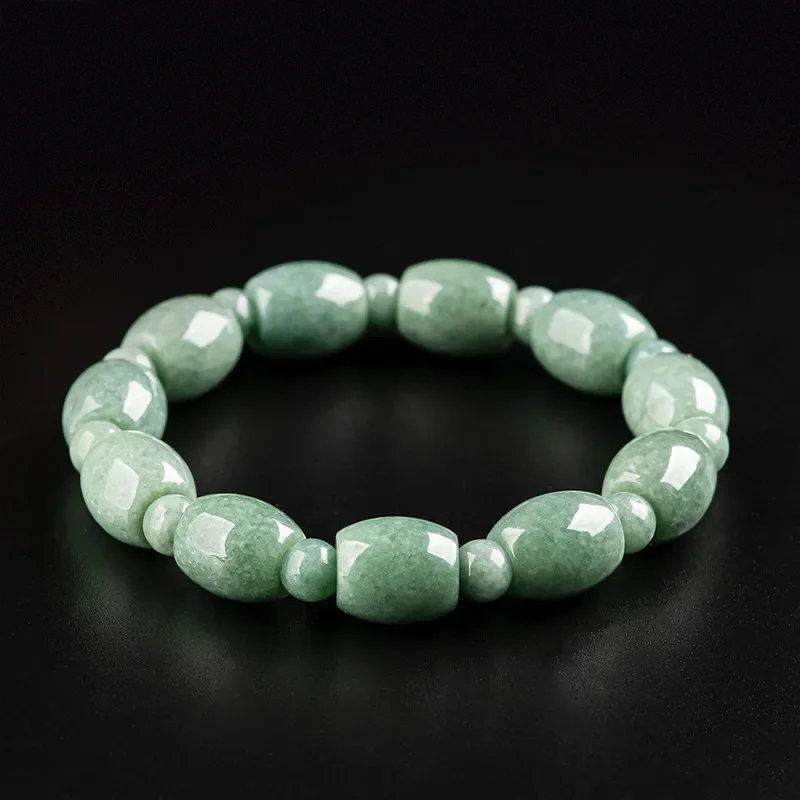 

Burmese Jade Bead Bracelets Jewelry Natural Gift Bangle Real Carved Women Vintage Charm Green Talismans Emerald Amulet Jadeite