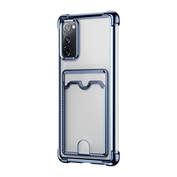 Luxury Shockproof Transparent Phone Case with Card Slot Wallet Cover - Galaxy A05s (Blue)