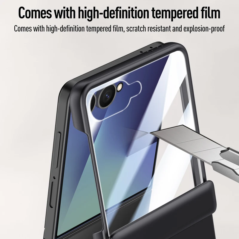 حافظة لهاتف سامسونج جالاكسي Z فليب 7 من الجلد الصل...