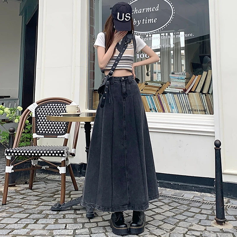 

Black Grey Skirt Women's Spring And Autumn Women's New Skirt High Waist Slimming Niche Design Sense Denim Skirt For Women