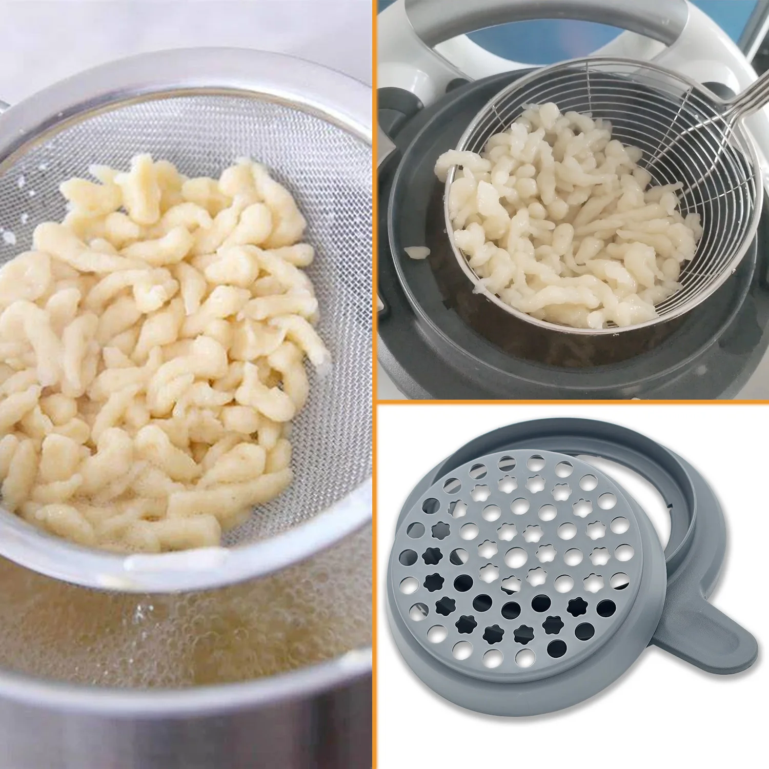 SPAETZLE Maker Set for Thermomix TM6/TM5 Big Hole Lid Batter Dispenser Mixer Bowl Cover&Dough Sieve Practical Kitchen Accessory