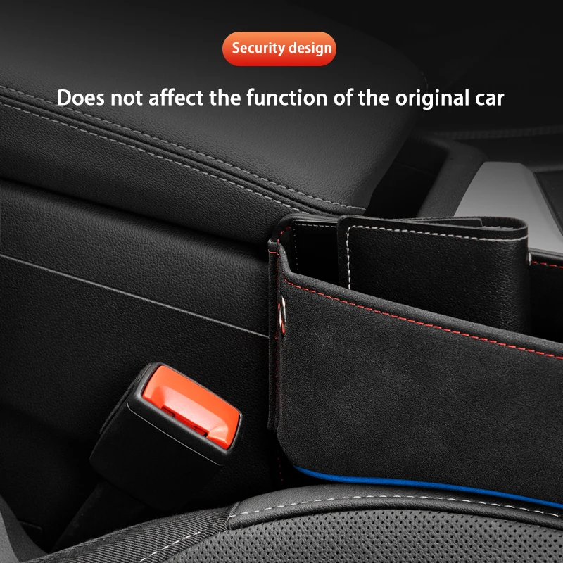 For Tesla Model S Car Accessories PU Leather Seat Side Storage Pocket Suede  Gap Filler Organizer Box