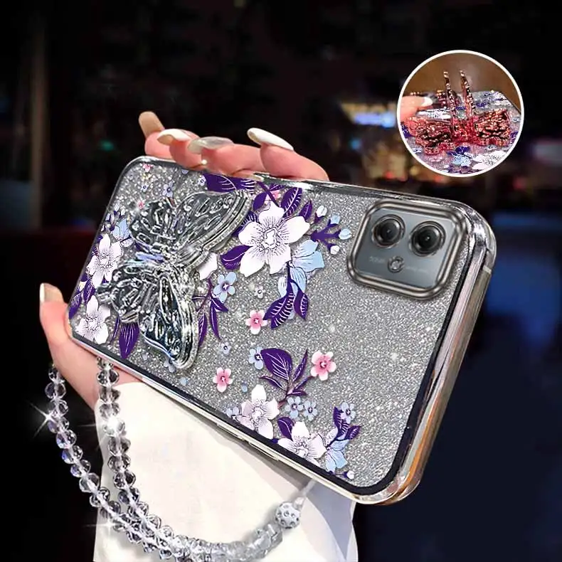 Purple Orchid Plating Bracelet Holder Phone Case