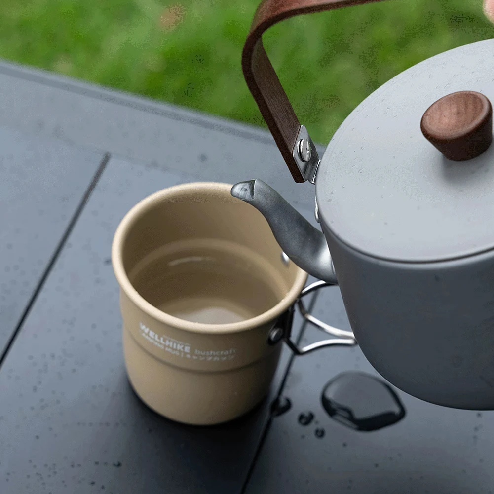 WELLHIKE 1.1L Camping Water Kettle Camping Cookware Boiling Stovetop Pot Aluminum Alloy Lightweight Coffee Pot Tourist Tableware
